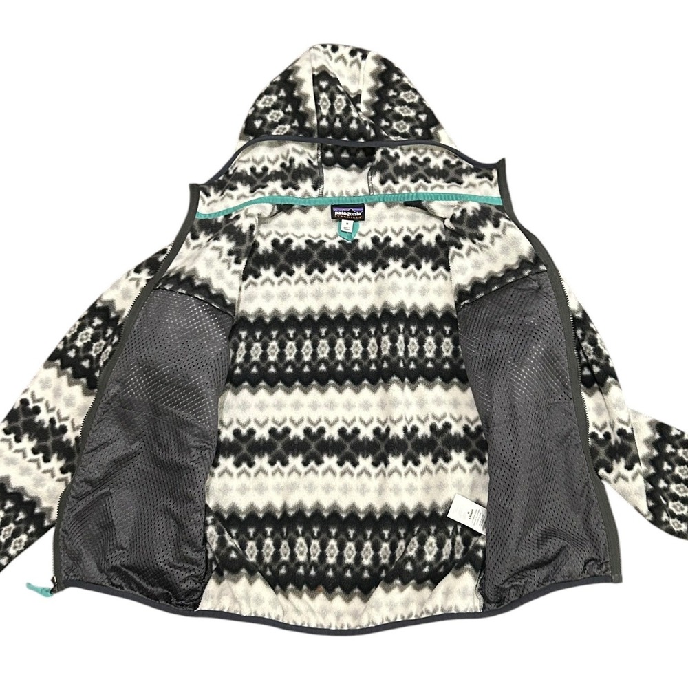 Patagonia Synchilla Fleece Full Zip Hoodie Fair Isle Black White 25270 FA15 - Picture 3 of 9